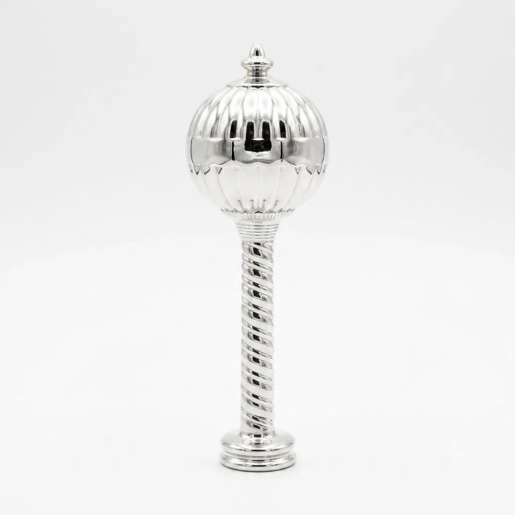 Silver vacuum-metallised Hanuman gada with twisted handle
